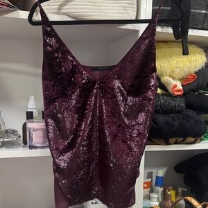 J Brand Dark Purple Sequin Camisole